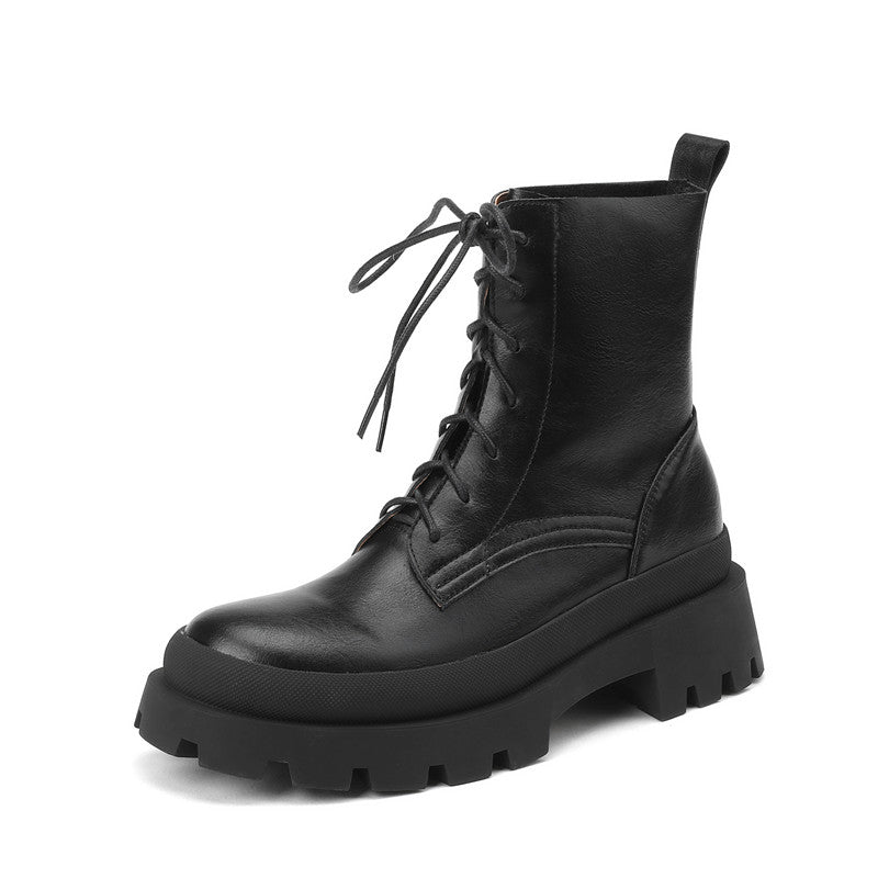 ショートブーツ・ブーティ Kesna Urethane Foam Lace-Up Walker Boots (10 cm, BLACK) Amazon.com | FufoneUS Black Platform Boots for Women PU