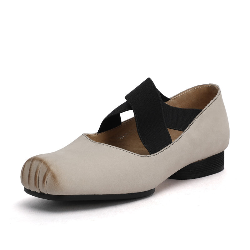 Demi Beige Square toe Ballet Flats