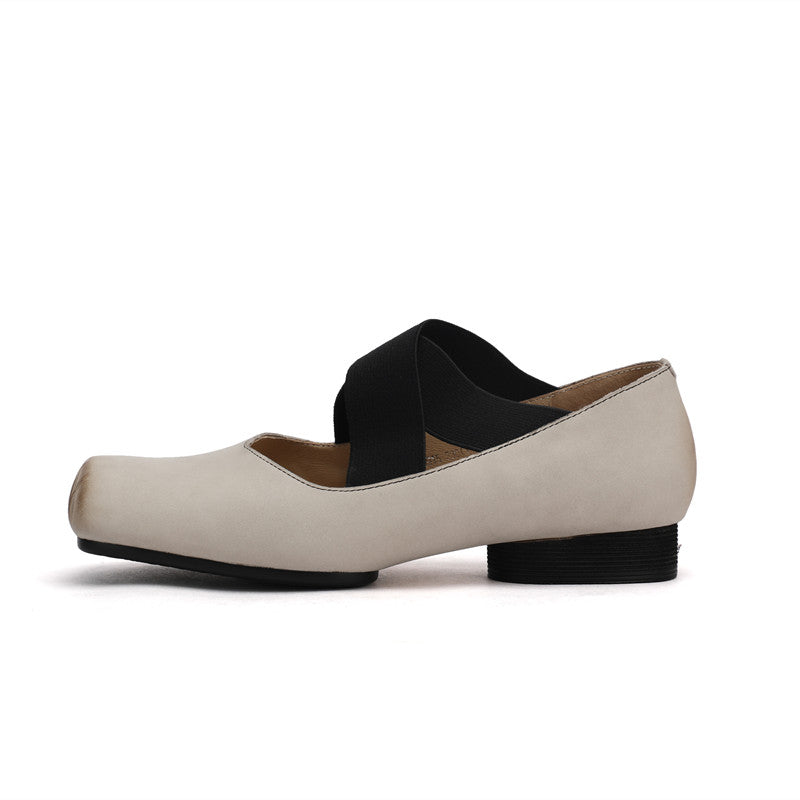 Demi Beige Square toe Ballet Flats