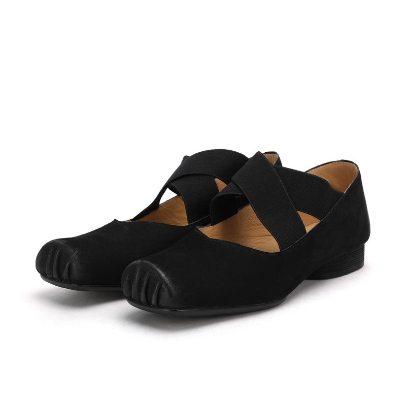 Demi Black Square toe Ballet Flats