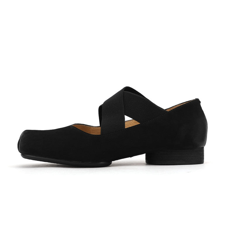 Demi Black Square toe Ballet Flats