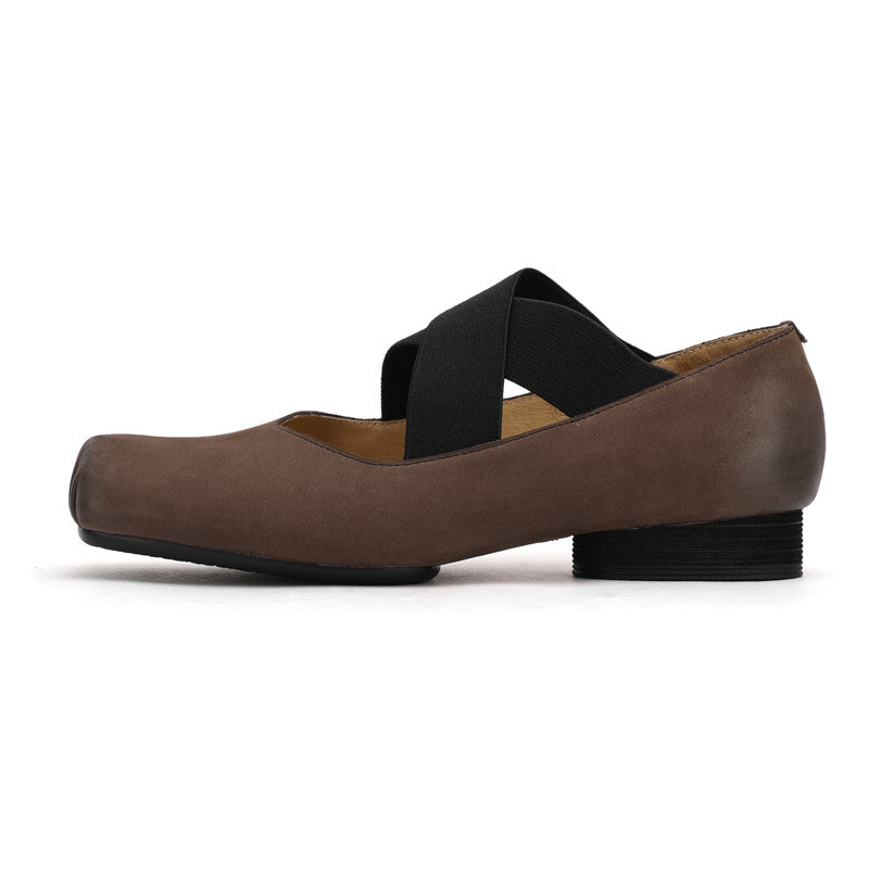 Demi Brown Square toe Ballet Flats