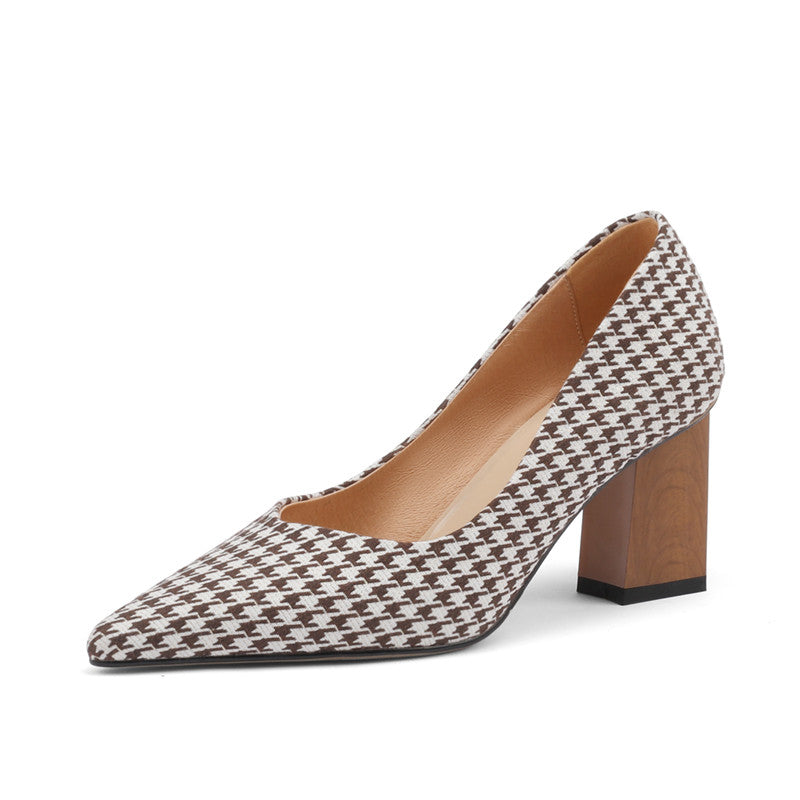 Hana Pointed Toe Plaid Heels