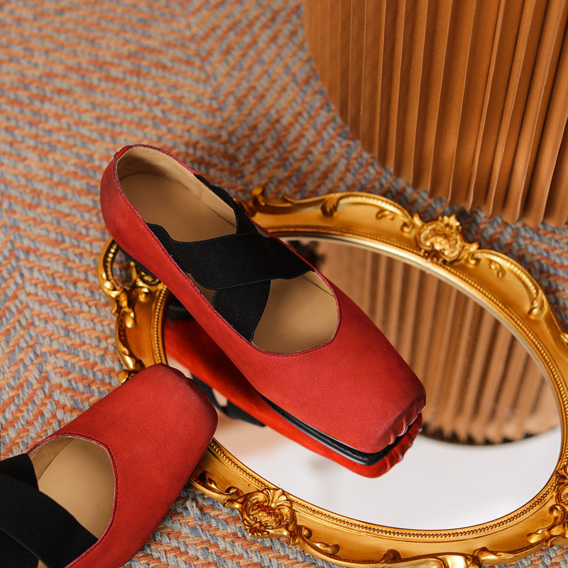 Demi Red Square toe Ballet Flats