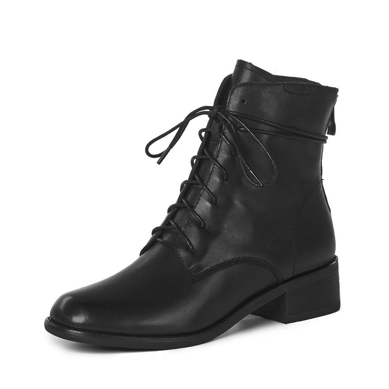 Eva Lace up Ankle Boots Black