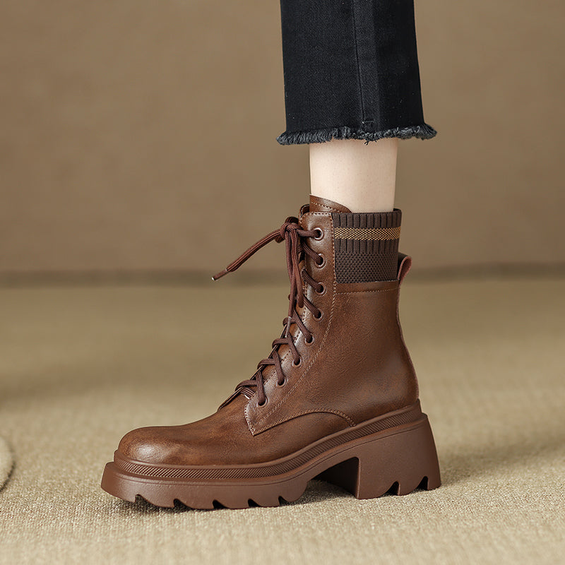 Lug Sole Brown Boots Platform