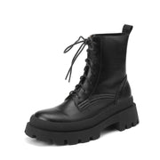 Black Leather Combat Boots