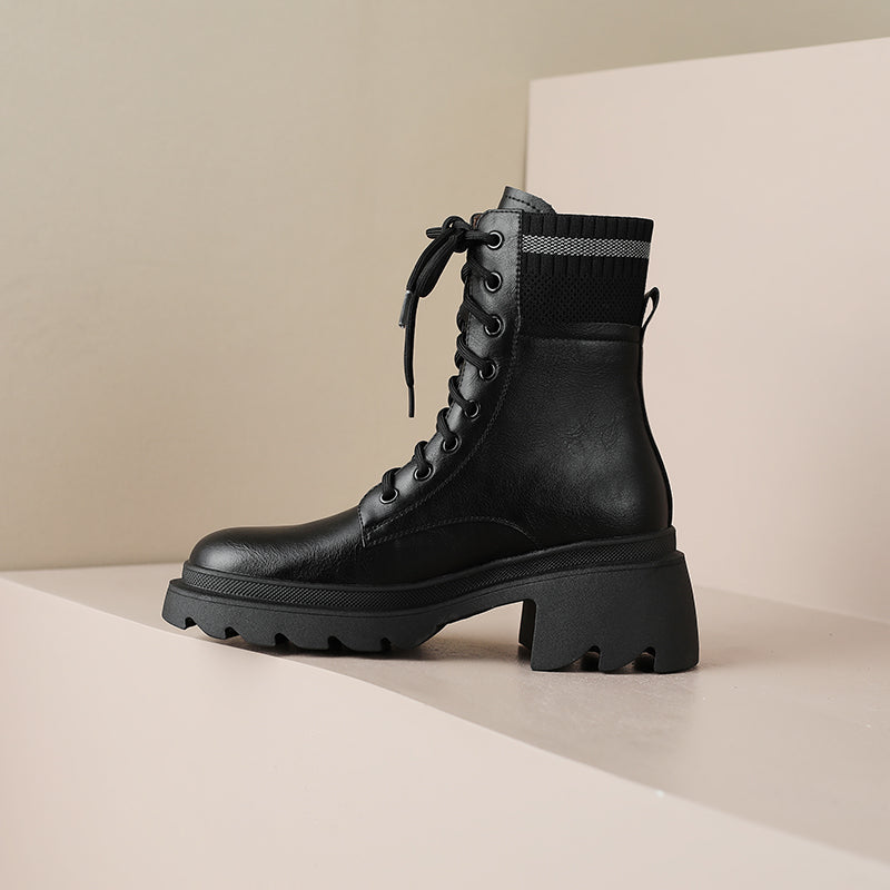 Platform Combat Boots Black