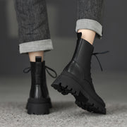 Black Leather Combat Boots