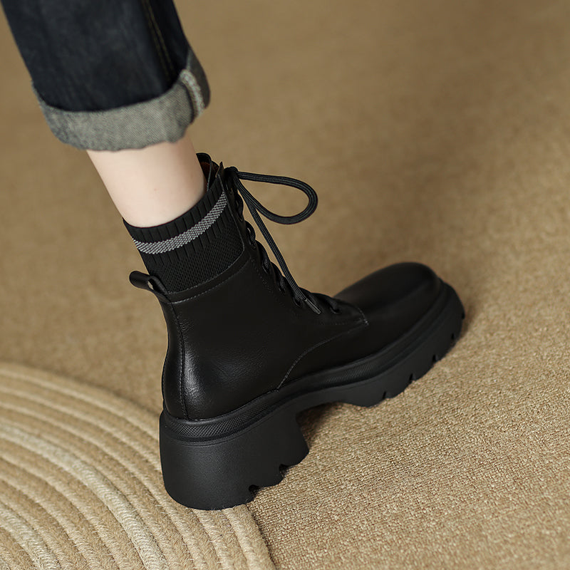 Platform Combat Boots Black