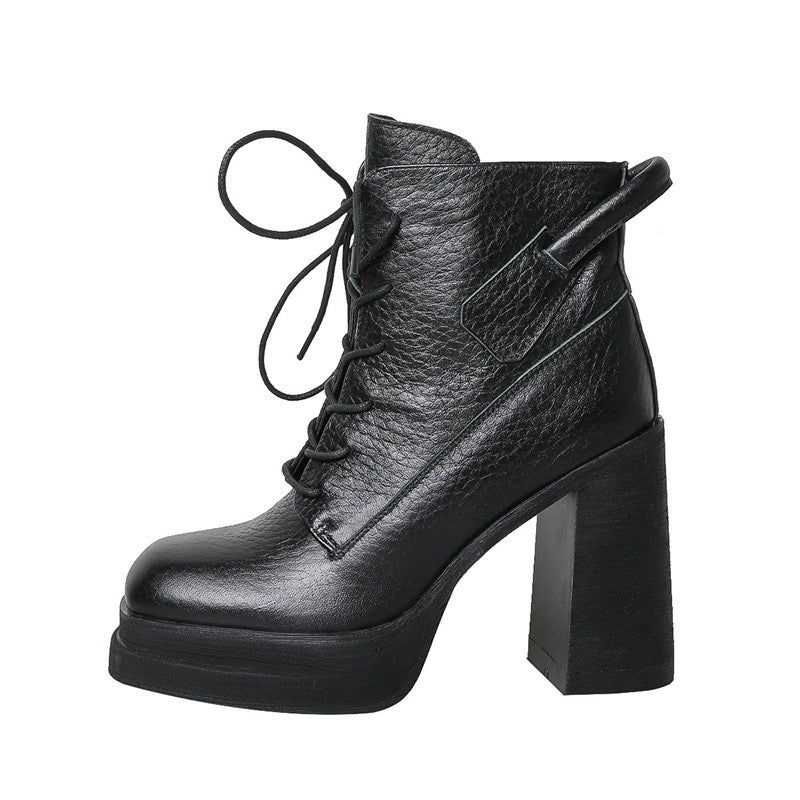 Drew Black Platform Lace up Boots