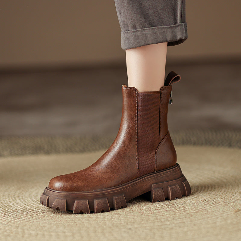 Brown Platform Chelsea Boots