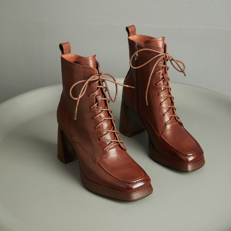 Havyn Lace up Brown Platform Boot