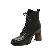 Black Square Toe Boots Womens