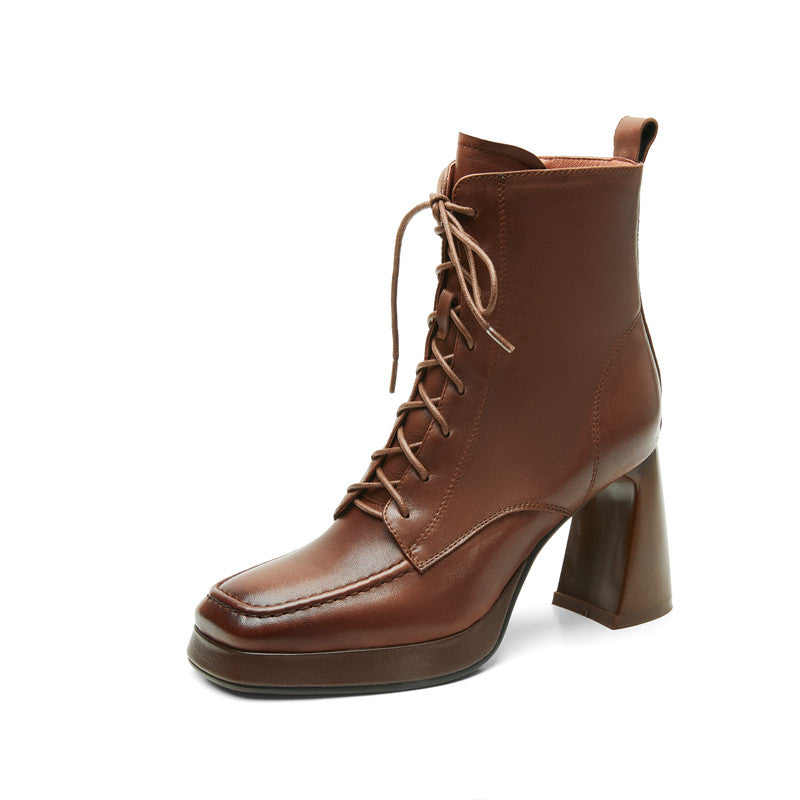 Havyn Lace up Brown Platform Boot