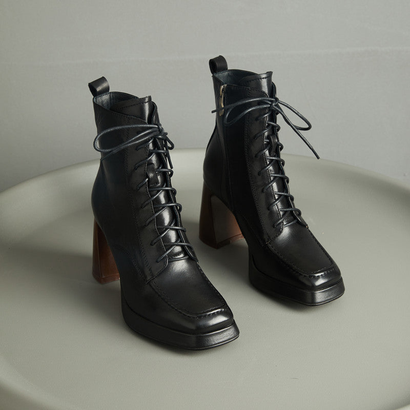 Black Square Toe Boots Womens