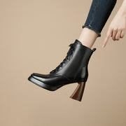 Black Square Toe Boots Womens