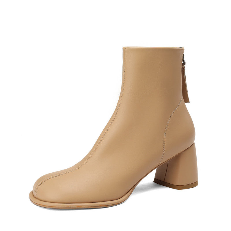 Huda Round Toe Nude Ankle Boots