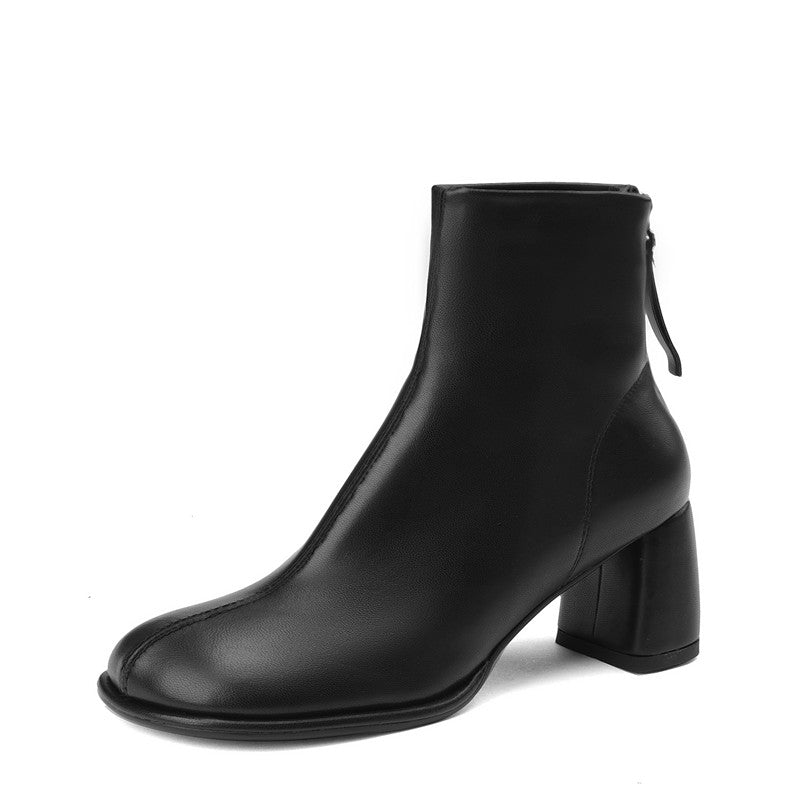 Huda Black Round Toe Ankle Boots