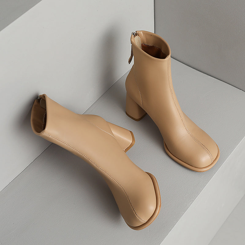 Huda Round Toe Nude Ankle Boots