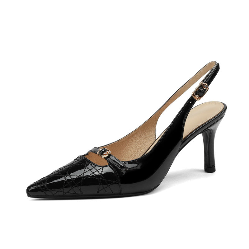 Hawa Black Kitten Heels Slingbacks