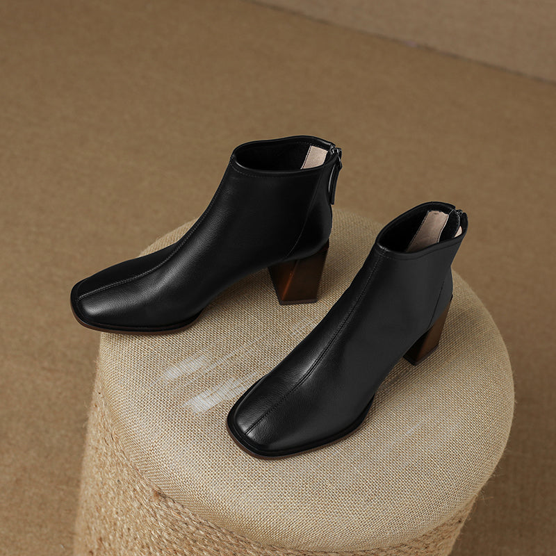 Hayes Black Block Heel Ankle Boots