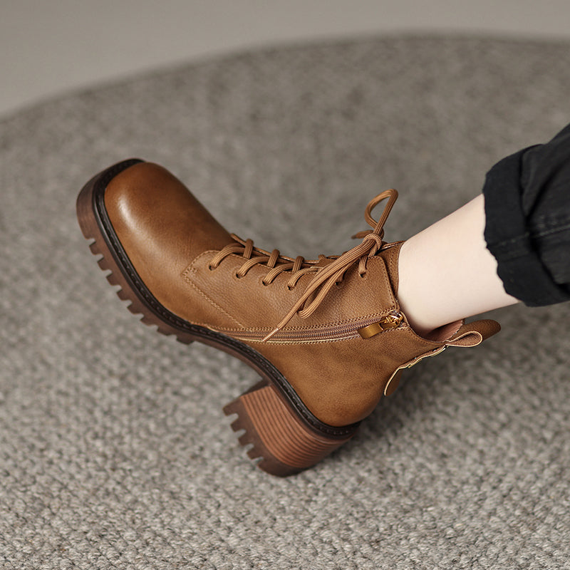 Brown Platform Combat Boots