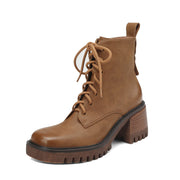 Brown Platform Combat Boots