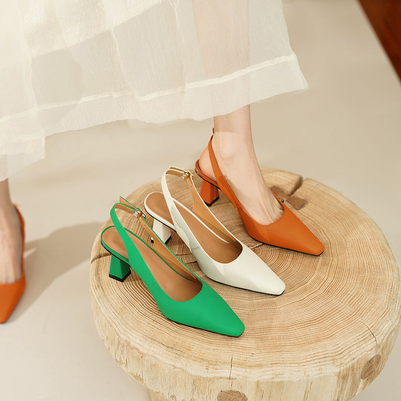 Fara Orange Slingback Heels