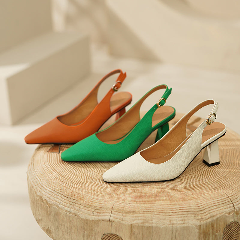 Fara Green Slingback Heels