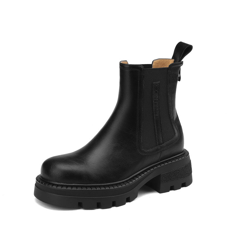 Black Leather Ankle Chelsea Boots