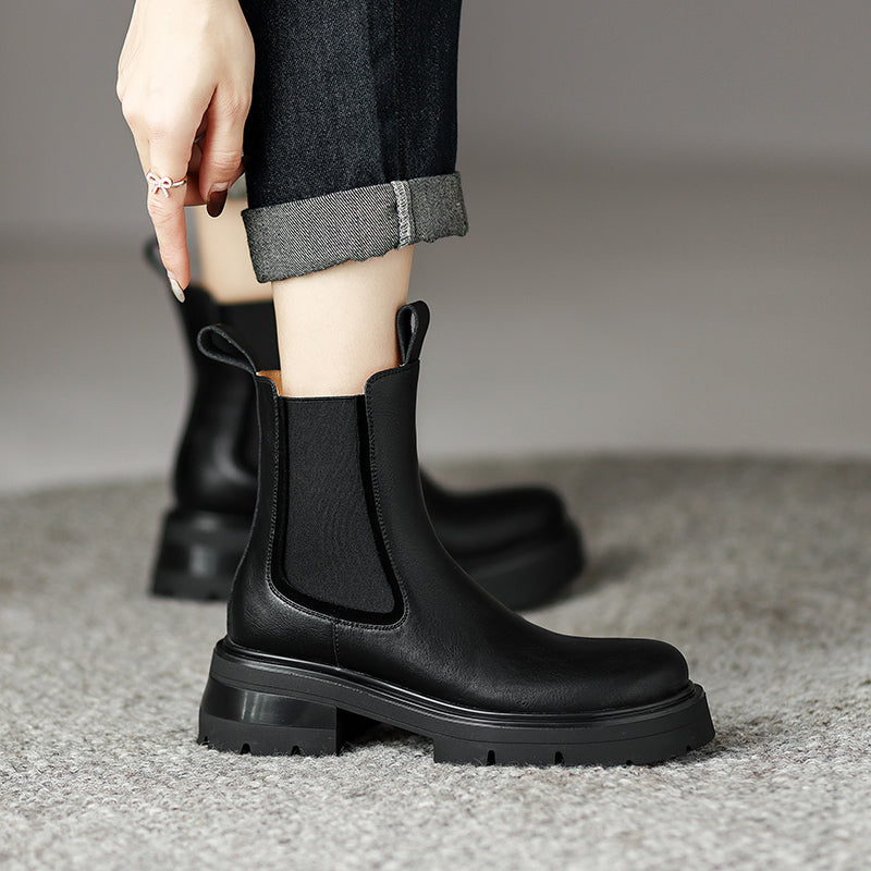 Women's Platform Chelsea Boots Black