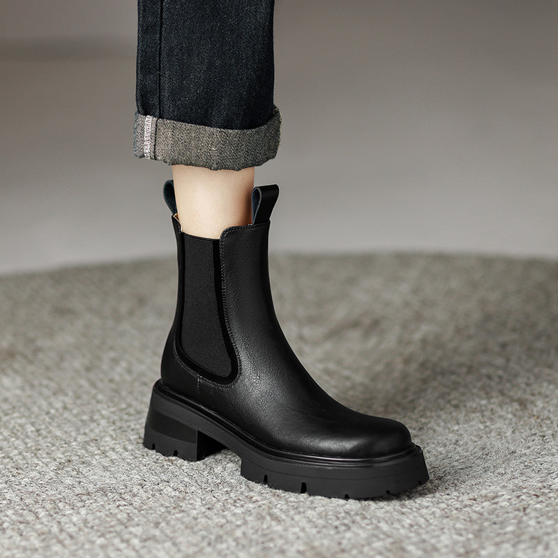 Women's Platform Chelsea Boots Black