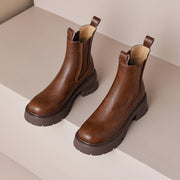 Brown Leather Platform Boots