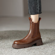 Brown Leather Platform Boots