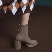 Platform Grey Heeled Boots