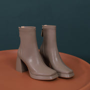 Platform Grey Heeled Boots