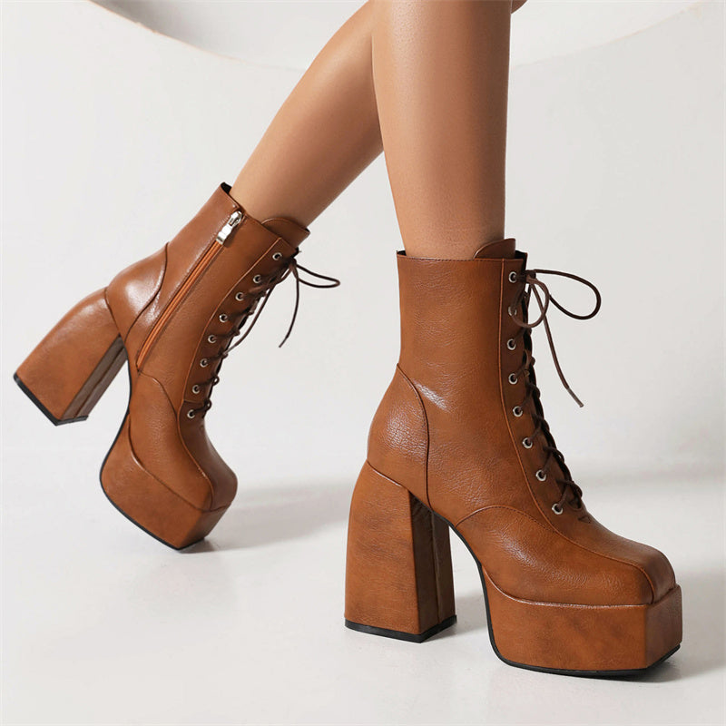 Brown Chunky Platform Boots