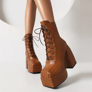 Brown Chunky Platform Boots