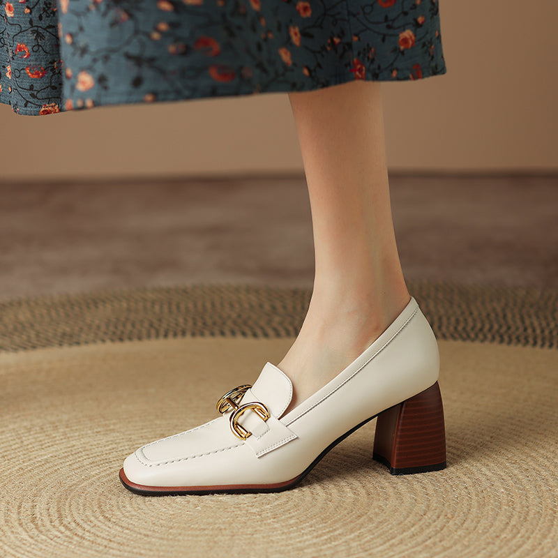 Bree Square Toe Loafers with Heels