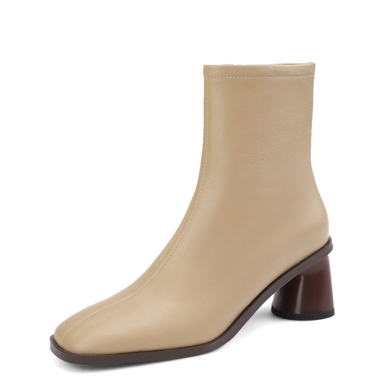 Haya Square Toe Nude Ankle Boots