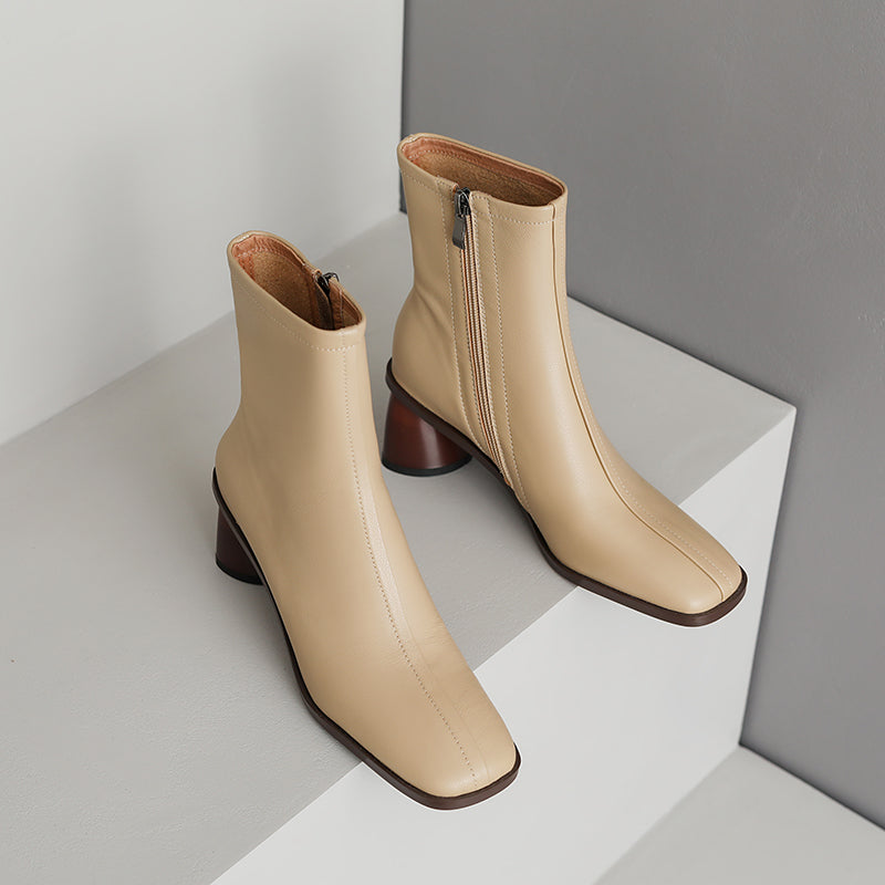 Haya Square Toe Nude Ankle Boots