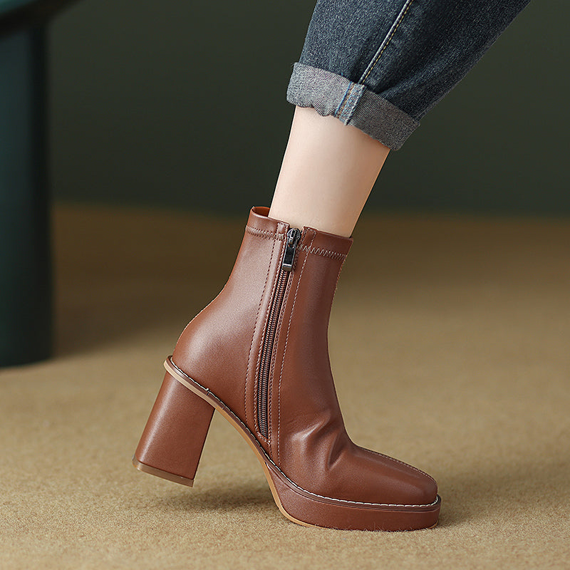 Brown Platform Ankle Boots