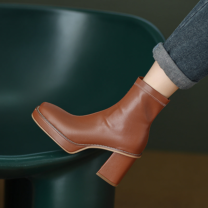 Brown Platform Ankle Boots