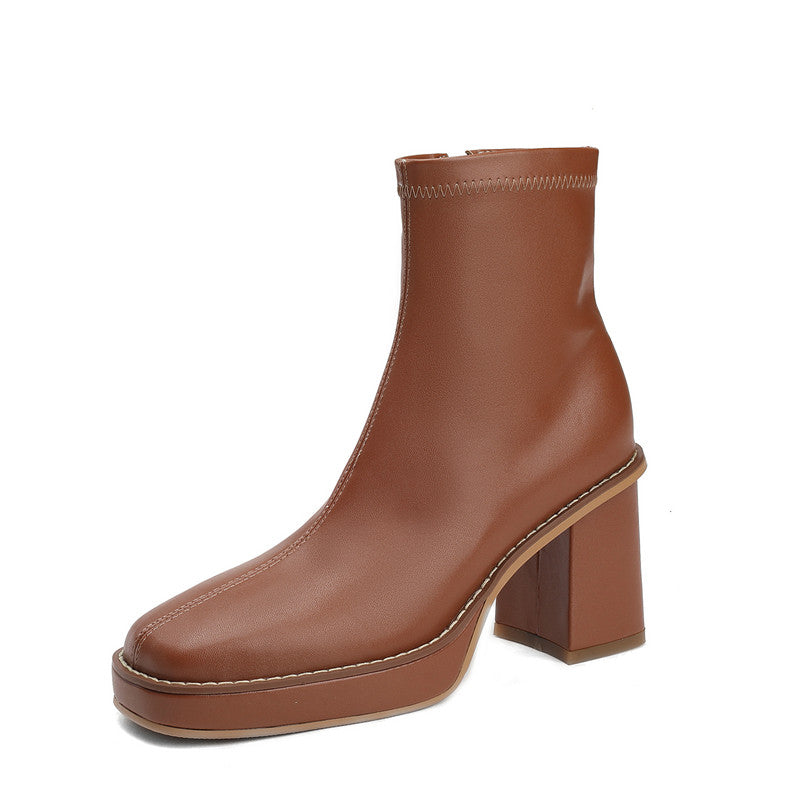 Brown Platform Ankle Boots