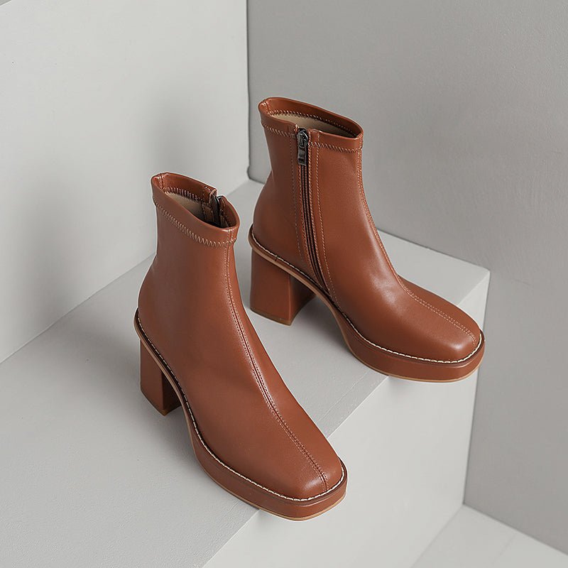 Brown Platform Ankle Boots