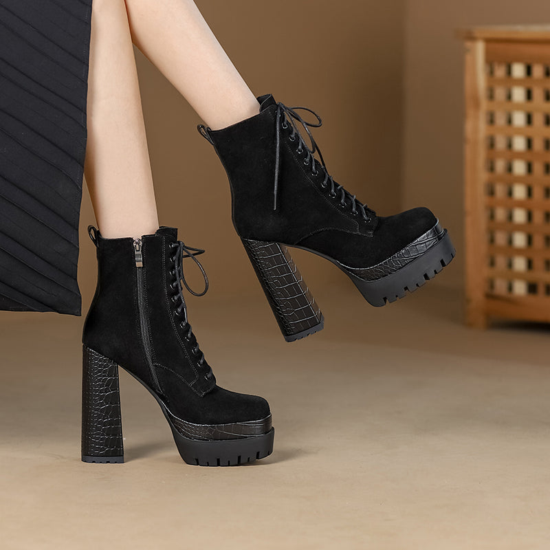 Black Suede Platform Boots