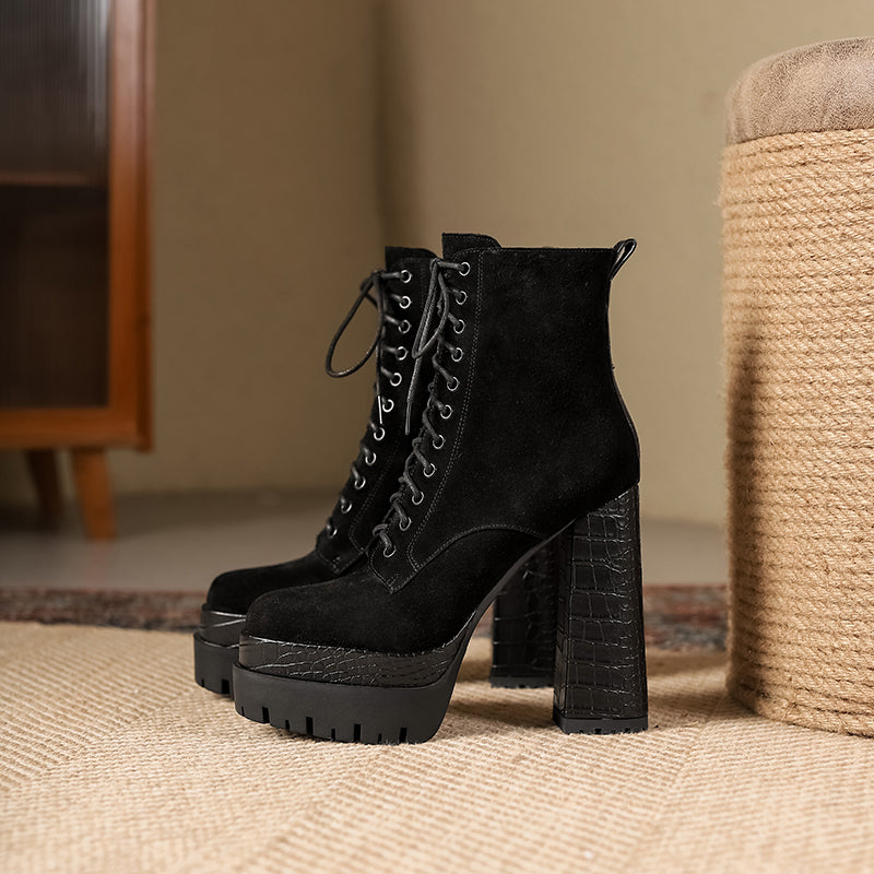 Black Suede Platform Boots