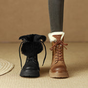 Lace up Black Fur Boots