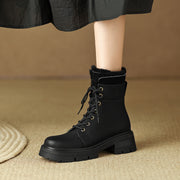 Lace up Black Fur Boots